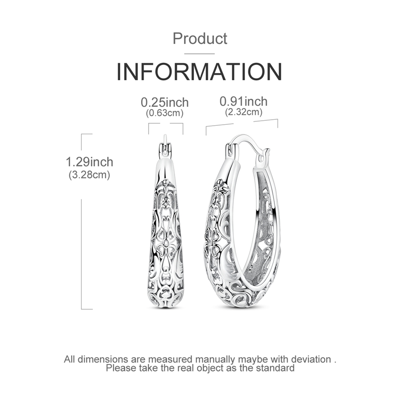 925 Silver Vintage Floral Vine Hollow Earrings